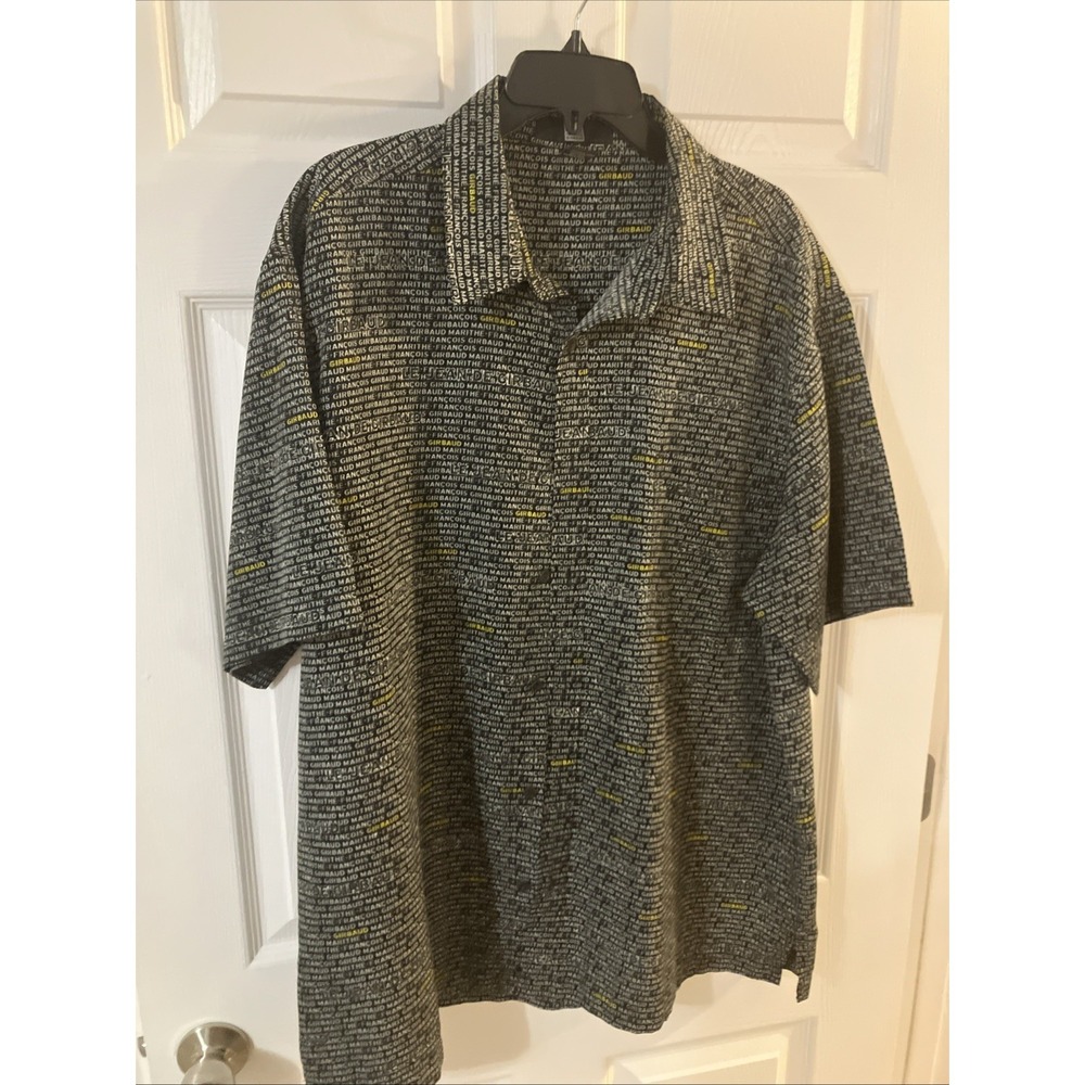 Vintage Marithe Francois Girbaud All Over Print Button Shirt Mens XL Black Y2K